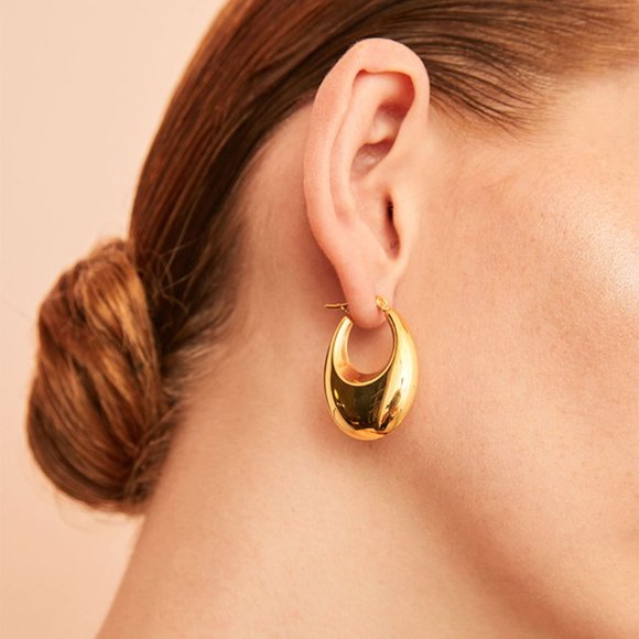 Sculptural Heart Shape Oval Hoop Earrings - Picture 8 of 12